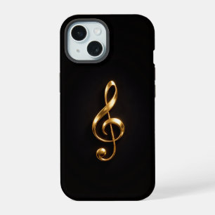 Schwarzes 4 Luxe iPhone 15 Case, Goldener Violinsc Hülle