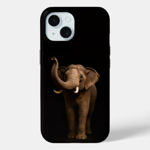 Schwarzes 4 Luxe iPhone 15 Case, Mächtiger Elefant Case-Mate iPhone Hülle