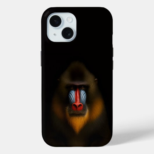 Schwarzes 4 Luxe iPhone 15 Case-Mate, Mandrillaffe Case-Mate iPhone Hülle (Rückseite)