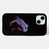 Schwarzes 4 Luxe iPhone 15 Case-Mate, Rosa Leguan Case-Mate iPhone Hülle (Rückseite (Horizontal))