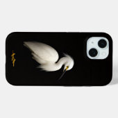 Schwarzes 4 Luxe iPhone 15 Case-Mate, Schneereiher Case-Mate iPhone Hülle (Rückseite (Horizontal))