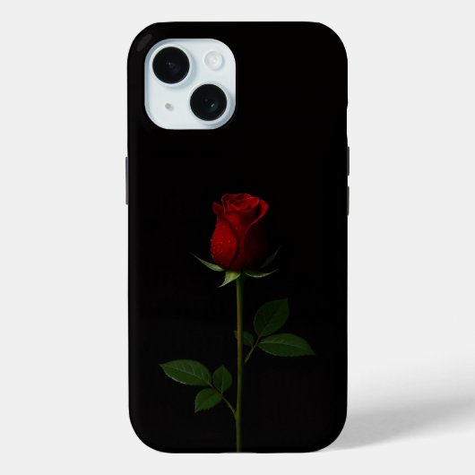 Schwarzes 4 Luxe iPhone 15 Case, Samtrote Rose Case-Mate iPhone Hülle (Rückseite)