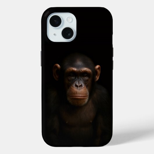 Schwarzes 4 Luxe iPhone 15 Case, Serene Schimpanse Case-Mate iPhone Hülle (Rückseite)