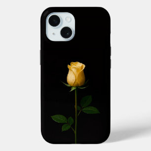 Schwarzes 4 Luxe iPhone 15 Case, sonnengelbe Rose Case-Mate iPhone Hülle