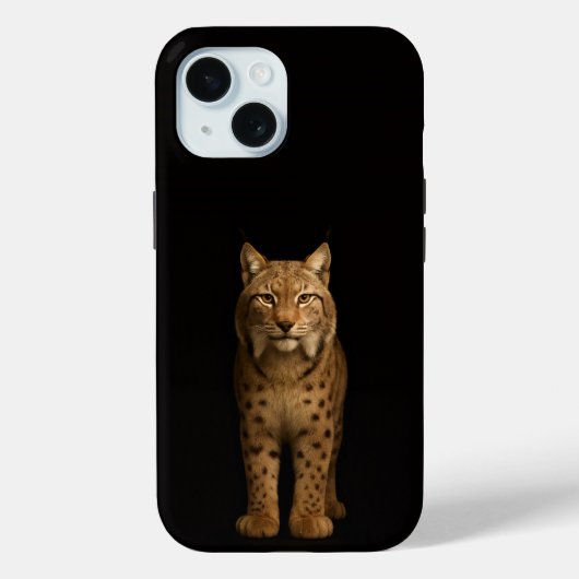 Schwarzes 4 Luxe iPhone 15 Case, Stiller Luchs Case-Mate iPhone Hülle (Rückseite)