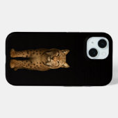 Schwarzes 4 Luxe iPhone 15 Case, Stiller Luchs Case-Mate iPhone Hülle (Rückseite (Horizontal))