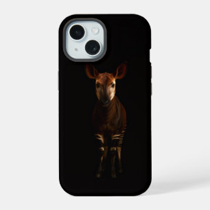 Schwarzes 4 Luxe iPhone 15 Case, Wald Okapi Hülle