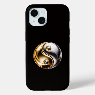 Schwarzes 4 Luxe iPhone 15 Case, Yin Yang Harmonie Case-Mate iPhone Hülle
