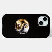 Schwarzes 4 Luxe iPhone 15 Case, Yin Yang Harmonie Case-Mate iPhone Hülle (Rückseite (Horizontal))