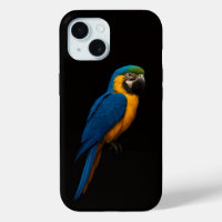 Schwarzes 4 Luxe iPhone 15 Mate, Blau Gelbe Ara