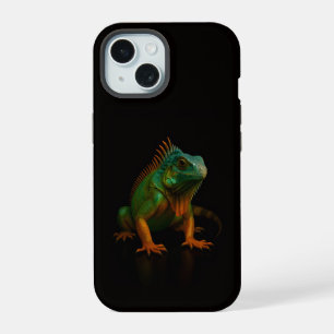 Schwarzes 4 Luxe iPhone 15 Mate, Grüner Leguan Hülle