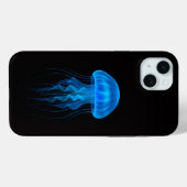 Schwarzes 4 Luxe iPhone 15 Plus, Neonblaue Qualle Case-Mate iPhone Hülle (Rückseite (Horizontal))