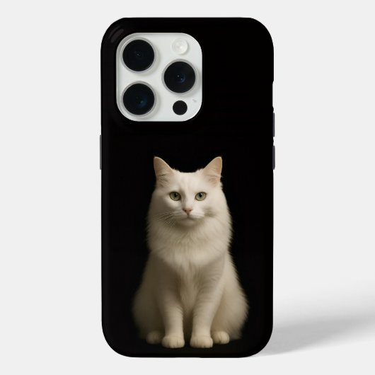 Schwarzes 4 Luxe iPhone 15 Pro Mate Angora-Katze Case-Mate iPhone Hülle (Rückseite)