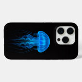 Schwarzes 4 Luxe iPhone 15 Pro Mate Blaue Qualle Case-Mate iPhone Hülle (Rückseite (Horizontal))