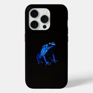 Schwarzes 4 Luxe iPhone 15 Pro Mate, Blauer Frosch Hülle