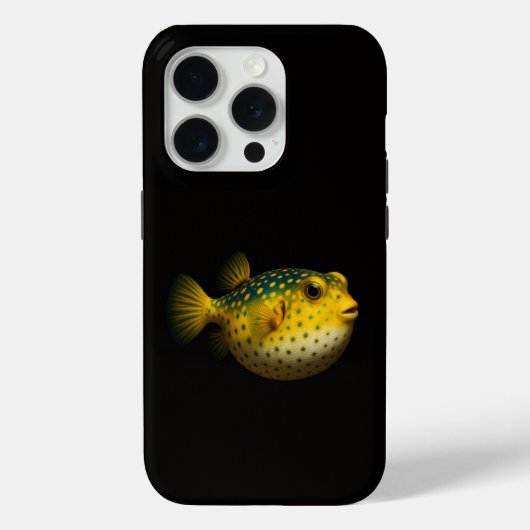Schwarzes 4 Luxe iPhone 15 Pro Mate, Gelber Kugelf Case-Mate iPhone Hülle (Rückseite)