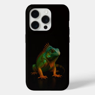 Schwarzes 4 Luxe iPhone 15 Pro Mate, Grüne Leguane Case-Mate iPhone Hülle