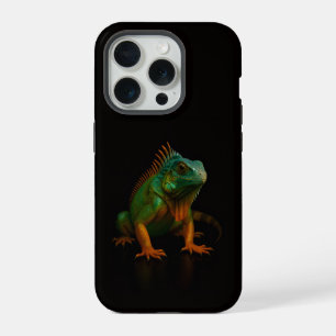 Schwarzes 4 Luxe iPhone 15 Pro Mate, Grüne Leguane Hülle