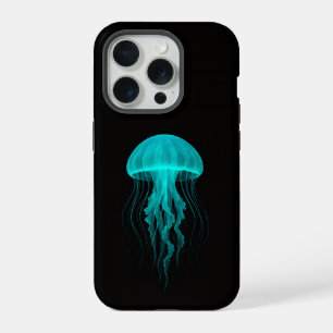 Schwarzes 4 Luxe iPhone 15 Pro Mate, Grüne Qualle Hülle