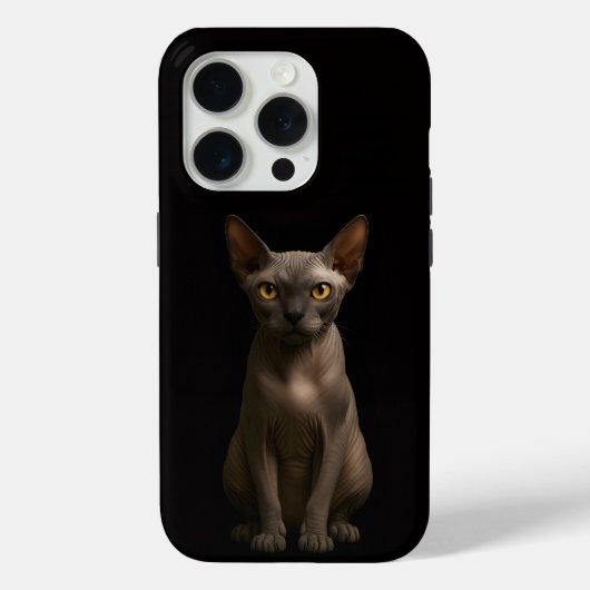 Schwarzes 4 Luxe iPhone 15 Pro Mate Sphynx-Katze Case-Mate iPhone Hülle (Rückseite)