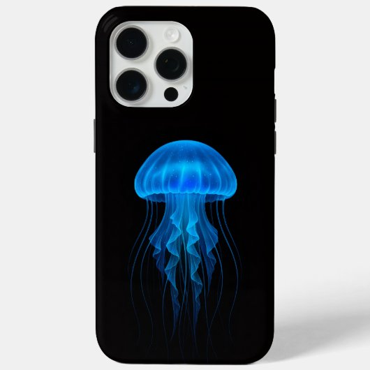 Schwarzes 4 Luxe iPhone 15 Pro Max, Blaue Qualle Case-Mate iPhone Hülle (Rückseite)