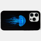 Schwarzes 4 Luxe iPhone 15 Pro Max, Blaue Qualle Case-Mate iPhone Hülle (Rückseite (Horizontal))