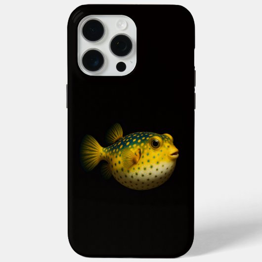 Schwarzes 4 Luxe iPhone 15 Pro Max, Gelber Kugelfi Case-Mate iPhone Hülle (Rückseite)