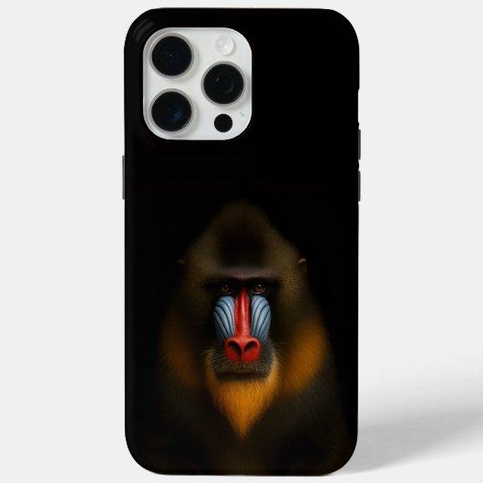 Schwarzes 4 Luxe iPhone 15 Pro Max, Mandrillaffe Case-Mate iPhone Hülle (Rückseite)