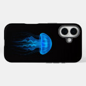 Schwarzes 4 Luxe iPhone 16 Case-Mate, Blaue Qualle Case-Mate iPhone Hülle (Rückseite (Horizontal))