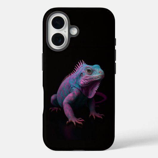 Schwarzes 4 Luxe iPhone 16 Case-Mate, Rosa Leguan Case-Mate iPhone Hülle (Rückseite)