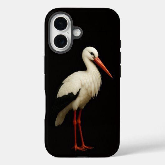 Schwarzes 4 Luxe iPhone 16 Mate, Anmutiger Storch Case-Mate iPhone Hülle (Rückseite)