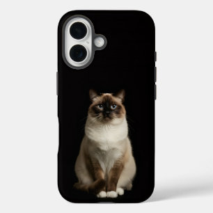 Schwarzes 4 Luxe iPhone 16 Mate, Birma-Katze Hülle
