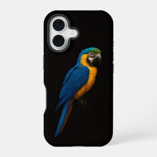 Schwarzes 4 Luxe iPhone 16 Mate, Blau Gelbe Ara Hülle