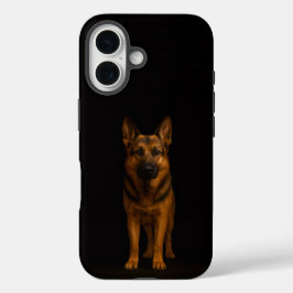 Schwarzes 4 Luxe iPhone 16 Mate, Deutscher Schäfer Hülle