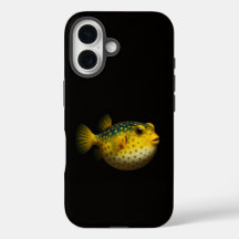 Schwarzes 4 Luxe iPhone 16 Mate, Gelber Kugelfisch