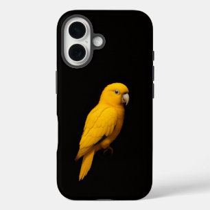 Schwarzes 4 Luxe iPhone 16 Mate, Goldsittich Hülle