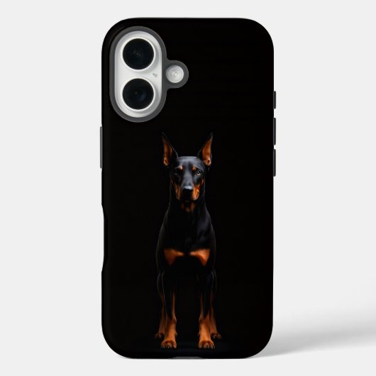 Schwarzes 4 Luxe iPhone 16 Mate, Guardian Doberman Case-Mate iPhone Hülle (Rückseite)