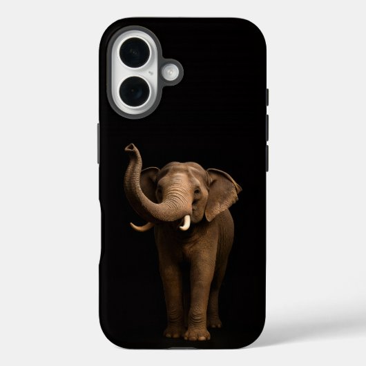 Schwarzes 4 Luxe iPhone 16 Mate, Mächtiger Elefant Case-Mate iPhone Hülle (Rückseite)