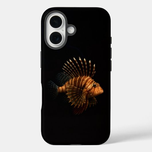 Schwarzes 4 Luxe iPhone 16 Mate, Roter Löwenfisch Case-Mate iPhone Hülle (Rückseite)