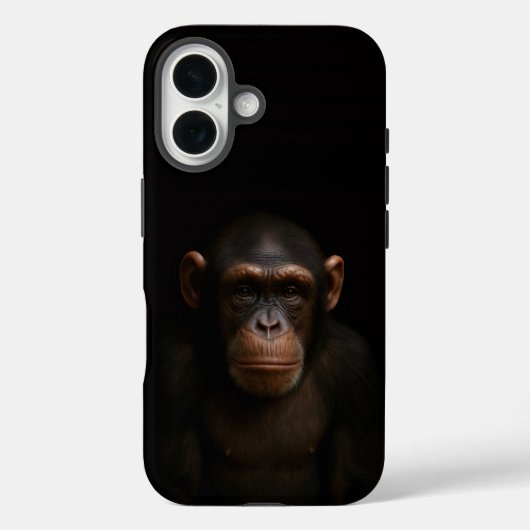 Schwarzes 4 Luxe iPhone 16 Mate, Serener Schimpans Case-Mate iPhone Hülle (Rückseite)