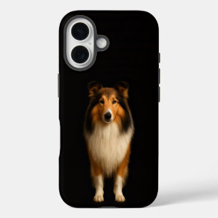 Schwarzes 4 Luxe iPhone 16 Mate, treuer Collie-Hun Hülle