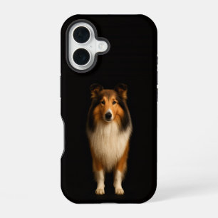 Schwarzes 4 Luxe iPhone 16 Mate, treuer Collie-Hun Hülle