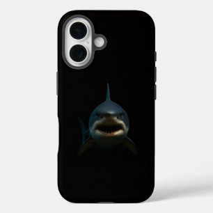 Schwarzes 4 Luxe iPhone 16 Mate, Weißer Hai Hülle