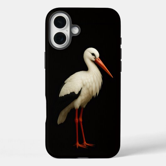 Schwarzes 4 Luxe iPhone 16 Plus, Anmutiger Storch Case-Mate iPhone Hülle (Rückseite)