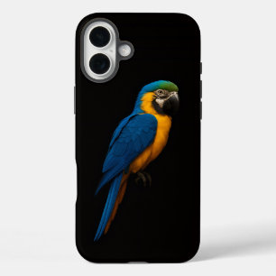 Schwarzes 4 Luxe iPhone 16 Plus, Blau-Gelber Ara Plus Hülle