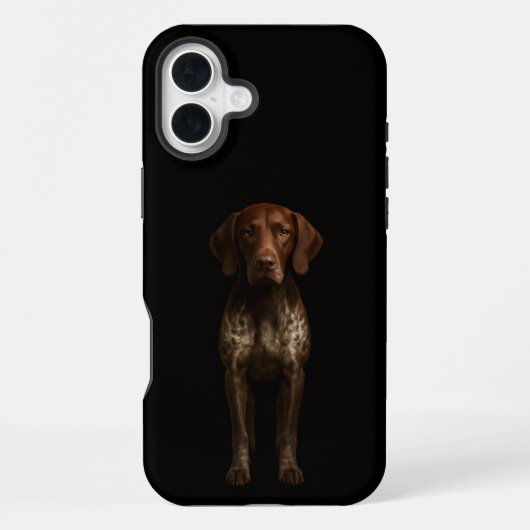 Schwarzes 4 Luxe iPhone 16 Plus, Deutscher Pointer Hülle (Rückseite)