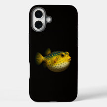 Schwarzes 4 Luxe iPhone 16 Plus, Gelber Kugelfisch
