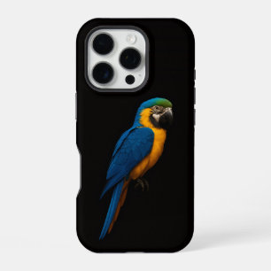 Schwarzes 4 Luxe iPhone 16 Pro, Blau-Gelber Ara Pro Hülle