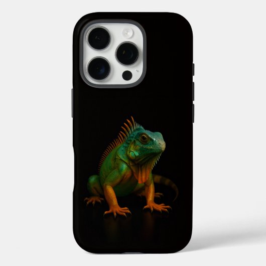 Schwarzes 4 Luxe iPhone 16 Pro, Grüner Leguan Case-Mate iPhone Hülle (Rückseite)