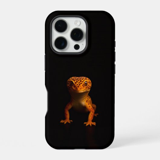 Schwarzes 4 Luxe iPhone 16 Pro, Leopardgecko Hülle (Rückseite)